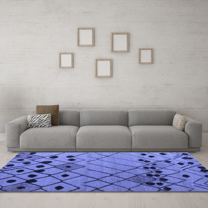 Machine Washable Solid Blue Modern Rug in a Living Room, wshabs4481blu