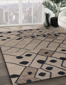 Machine Washable Abstract Coffee Brown Rug in a Family Room, wshabs4481