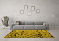 Machine Washable Solid Yellow Modern Rug, wshabs4481yw