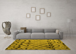 Machine Washable Solid Yellow Modern Rug in a Living Room, wshabs4481yw