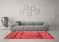 Machine Washable Solid Red Modern Rug, wshabs4481red