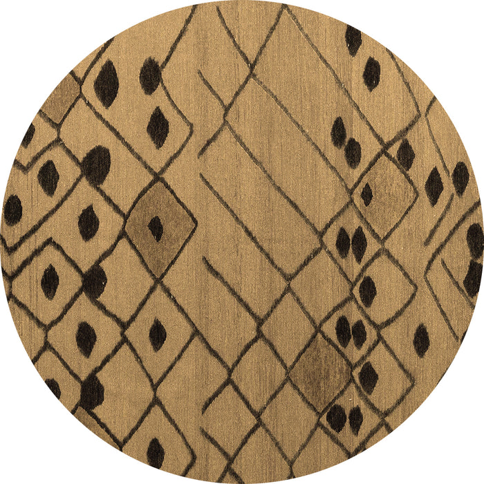 Round Machine Washable Solid Brown Modern Rug, wshabs4481brn