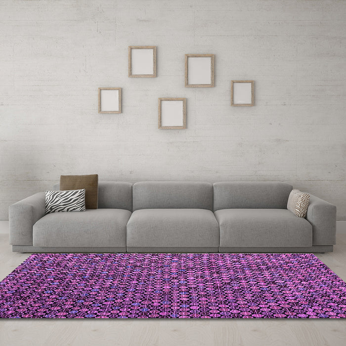 Machine Washable Abstract Purple Modern Area Rugs in a Living Room, wshabs4482pur
