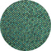 Round Abstract Turquoise Modern Rug, abs4482turq