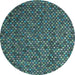 Round Abstract Light Blue Modern Rug, abs4482lblu