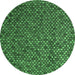 Round Abstract Emerald Green Modern Rug, abs4482emgrn