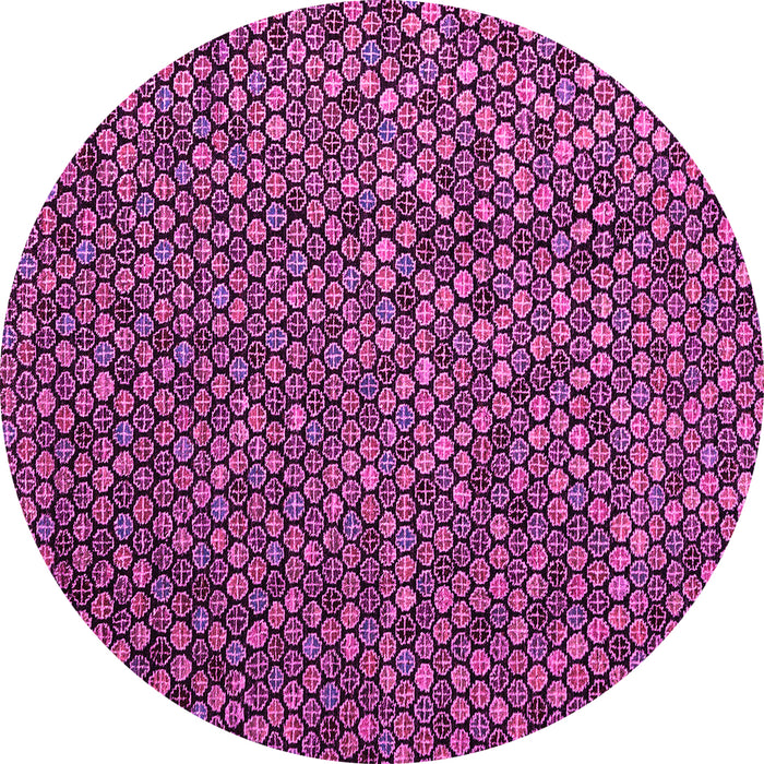 Round Machine Washable Abstract Pink Modern Rug, wshabs4482pnk