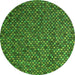 Round Abstract Green Modern Rug, abs4482grn