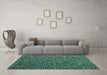 Machine Washable Abstract Turquoise Modern Area Rugs in a Living Room,, wshabs4482turq