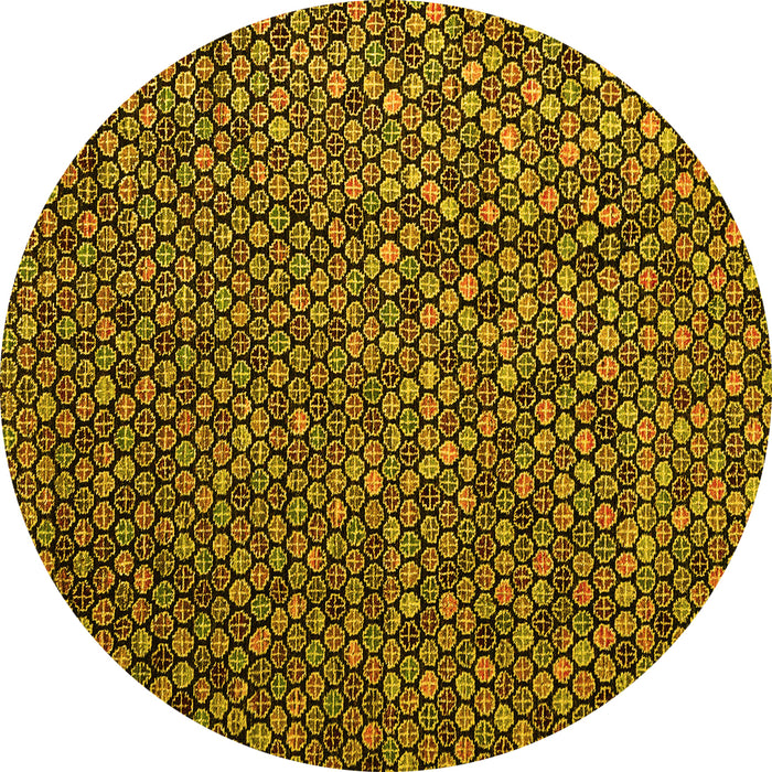 Round Machine Washable Abstract Yellow Modern Rug, wshabs4482yw