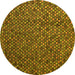 Round Machine Washable Abstract Yellow Modern Rug, wshabs4482yw