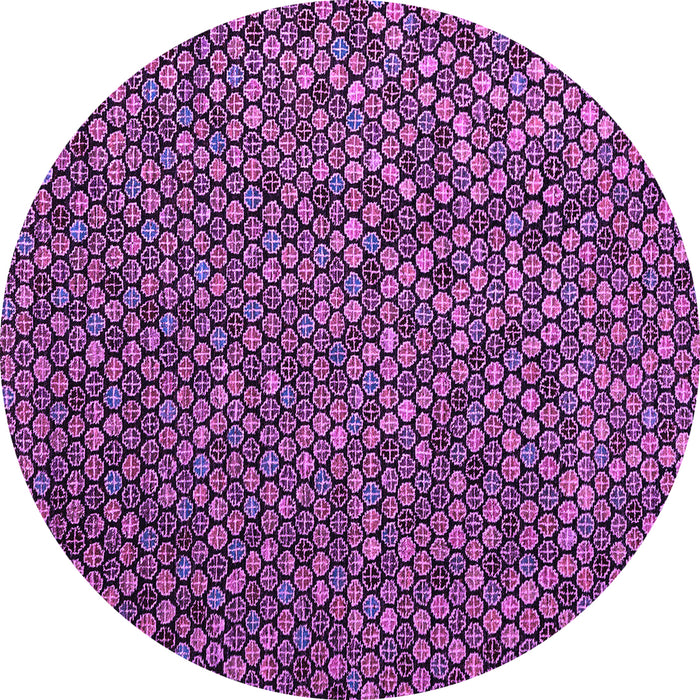 Round Machine Washable Abstract Purple Modern Area Rugs, wshabs4482pur
