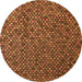 Round Machine Washable Abstract Orange Modern Area Rugs, wshabs4482org