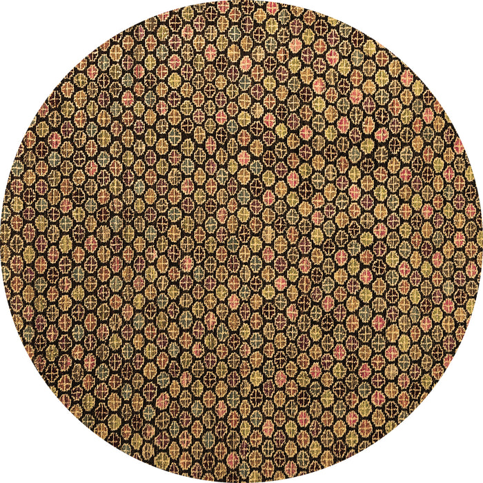 Round Abstract Brown Modern Rug, abs4482brn