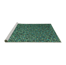 Sideview of Machine Washable Abstract Turquoise Modern Area Rugs, wshabs4482turq