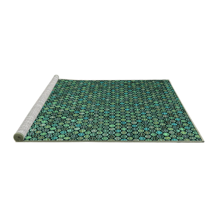 Sideview of Machine Washable Abstract Turquoise Modern Area Rugs, wshabs4482turq