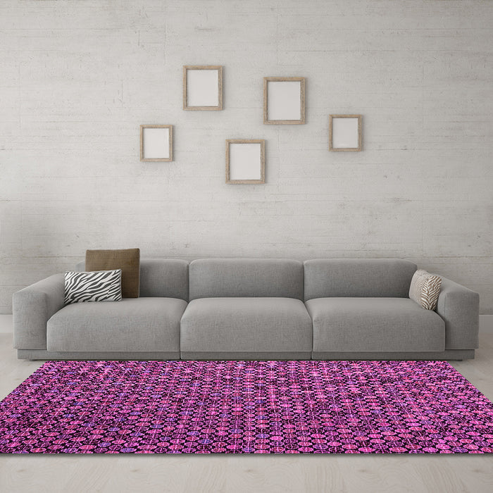 Machine Washable Abstract Pink Modern Rug in a Living Room, wshabs4482pnk