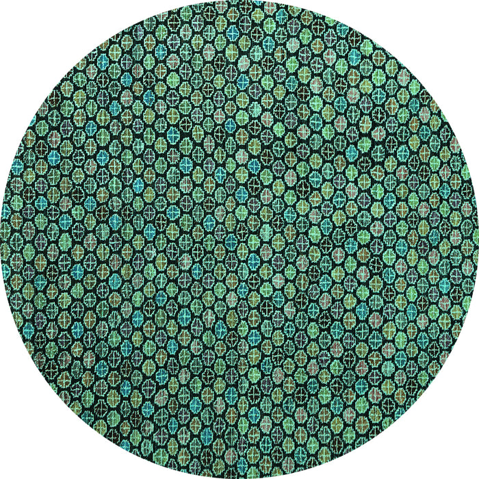 Round Machine Washable Abstract Turquoise Modern Area Rugs, wshabs4482turq