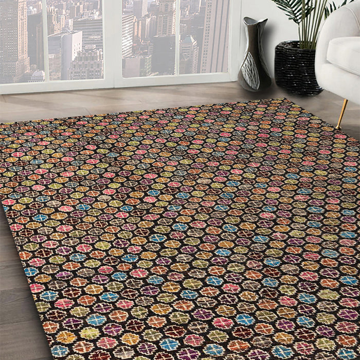 Machine Washable Abstract Night Red Rug in a Family Room, wshabs4482