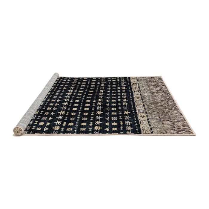 Sideview of Machine Washable Abstract Charcoal Black Rug, wshabs4483