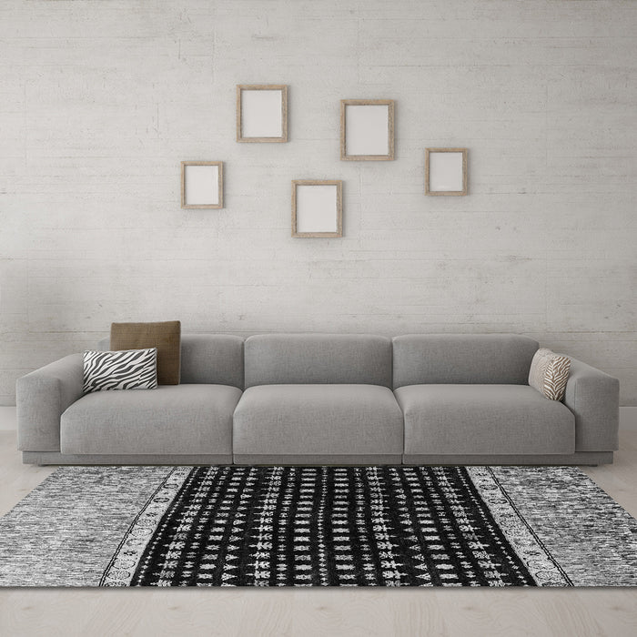 Machine Washable Abstract Gray Modern Rug in a Living Room,, wshabs4483gry