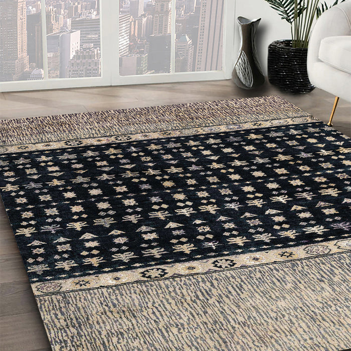 Machine Washable Abstract Charcoal Black Rug in a Family Room, wshabs4483