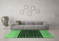 Machine Washable Abstract Emerald Green Modern Rug, wshabs4483emgrn