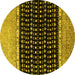 Round Machine Washable Abstract Yellow Modern Rug, wshabs4483yw