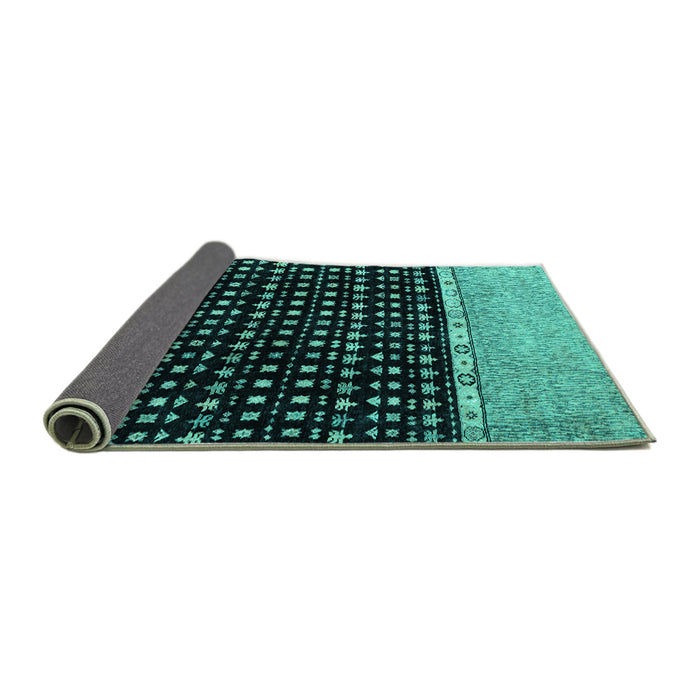 Sideview of Abstract Turquoise Modern Rug, abs4483turq