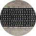 Round Abstract Charcoal Black Modern Rug, abs4483