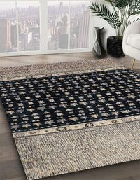 Abstract Charcoal Black Modern Rug, abs4483