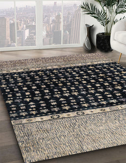 Abstract Charcoal Black Modern Rug in Family Room, abs4483