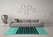 Machine Washable Abstract Turquoise Modern Area Rugs in a Living Room,, wshabs4483turq