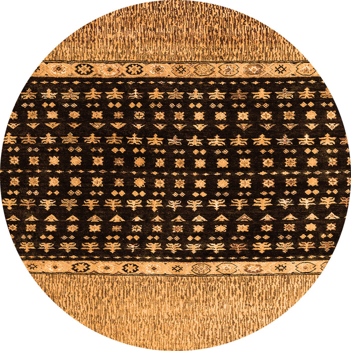 Round Abstract Orange Modern Rug, abs4483org