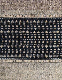 Abstract Charcoal Black Modern Rug, abs4483