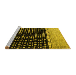 Sideview of Machine Washable Abstract Yellow Modern Rug, wshabs4483yw