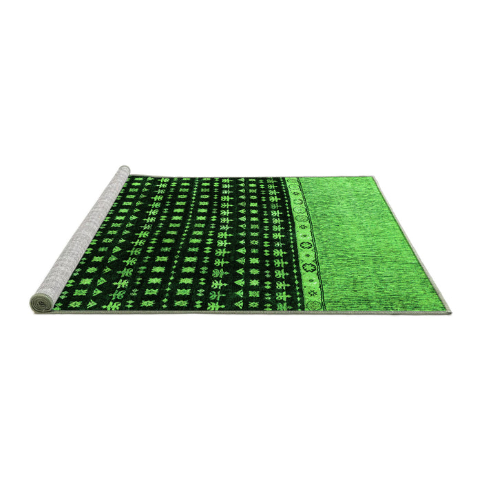Sideview of Machine Washable Abstract Green Modern Area Rugs, wshabs4483grn