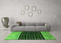 Machine Washable Abstract Green Modern Rug, wshabs4483grn