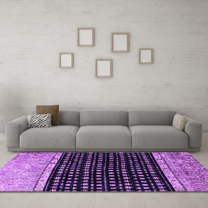 Machine Washable Abstract Purple Modern Area Rugs in a Living Room, wshabs4483pur