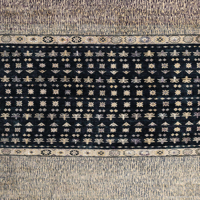 Square Machine Washable Abstract Charcoal Black Rug, wshabs4483