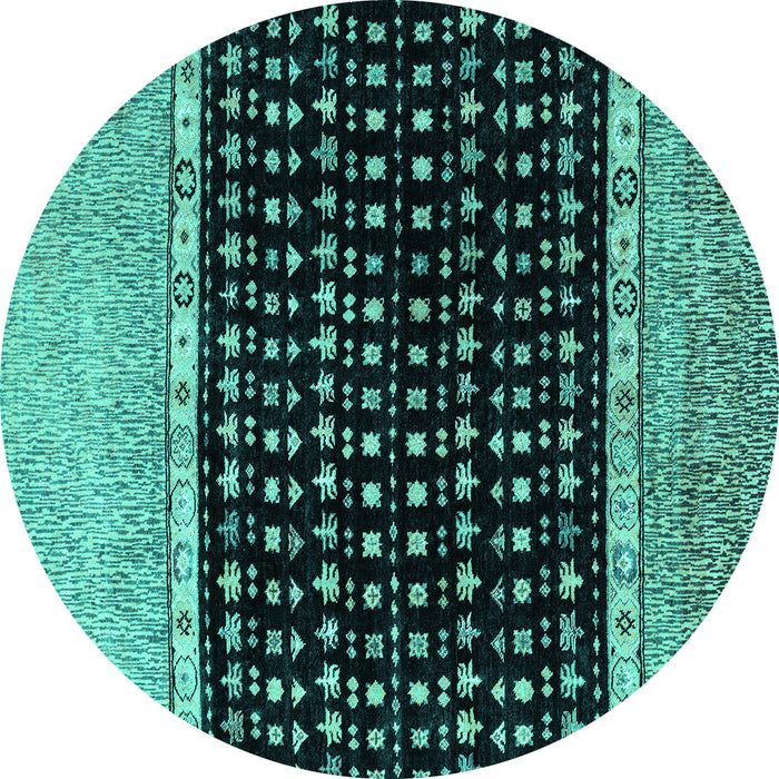 Round Abstract Turquoise Modern Rug, abs4483turq