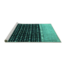 Sideview of Machine Washable Abstract Turquoise Modern Area Rugs, wshabs4483turq