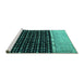 Sideview of Machine Washable Abstract Turquoise Modern Area Rugs, wshabs4483turq