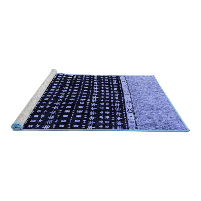 Sideview of Machine Washable Abstract Blue Modern Rug, wshabs4483blu