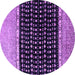 Round Machine Washable Abstract Purple Modern Area Rugs, wshabs4483pur