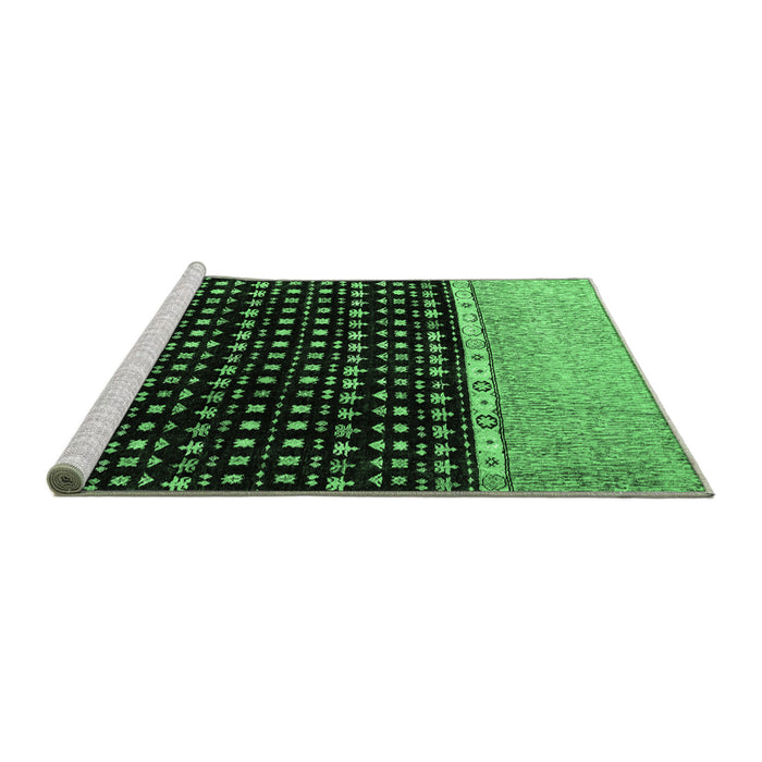 Sideview of Machine Washable Abstract Emerald Green Modern Area Rugs, wshabs4483emgrn
