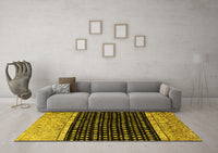 Machine Washable Abstract Yellow Modern Rug, wshabs4483yw