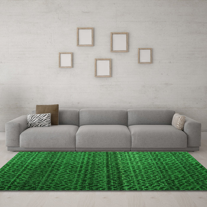Machine Washable Abstract Green Modern Area Rugs in a Living Room,, wshabs4484grn