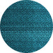 Round Machine Washable Abstract Light Blue Modern Rug, wshabs4484lblu