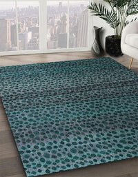 Abstract Deep Teal Green Modern Rug, abs4484